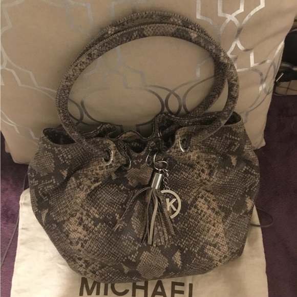 Michael Kors Snakeskin Embossed Leather Hobo Bag - Picture 2 of 16